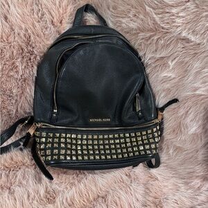 Michael Kors Black Backpack with Gold Accents